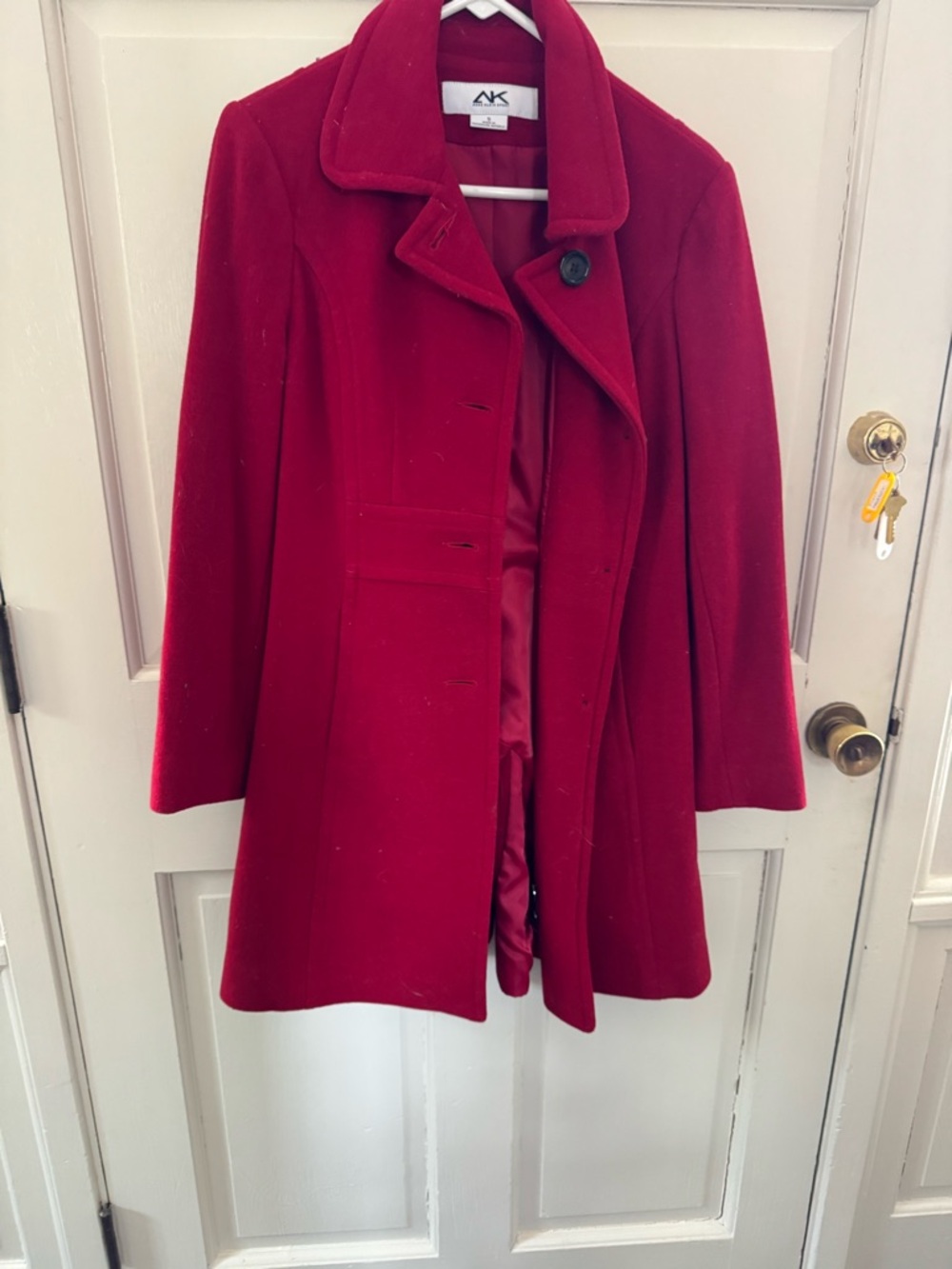 Anne Klein Sport Red Wool-Blend Coat